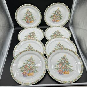 Vintage set of 8 Corelle Corningware Christmas Joy 10.25" Dinner Plate